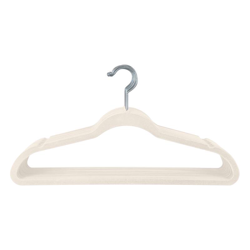 10 Super Slim Velvet Huggable Hangers in Ivory - 1.97" x 17.72" x 9.25"