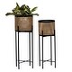preview thumbnail 2 of 4, Gold and Black Metal Iron Industrial Contemporary Planter Stands (Set of 2) - 11 x 11 x 32Round