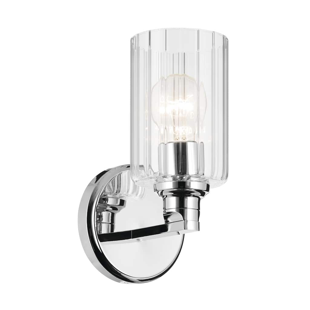 Kichler Lighting Gioe 9.5" 1-Light Wall Sconce with Clear Fluted Glass in Chrome