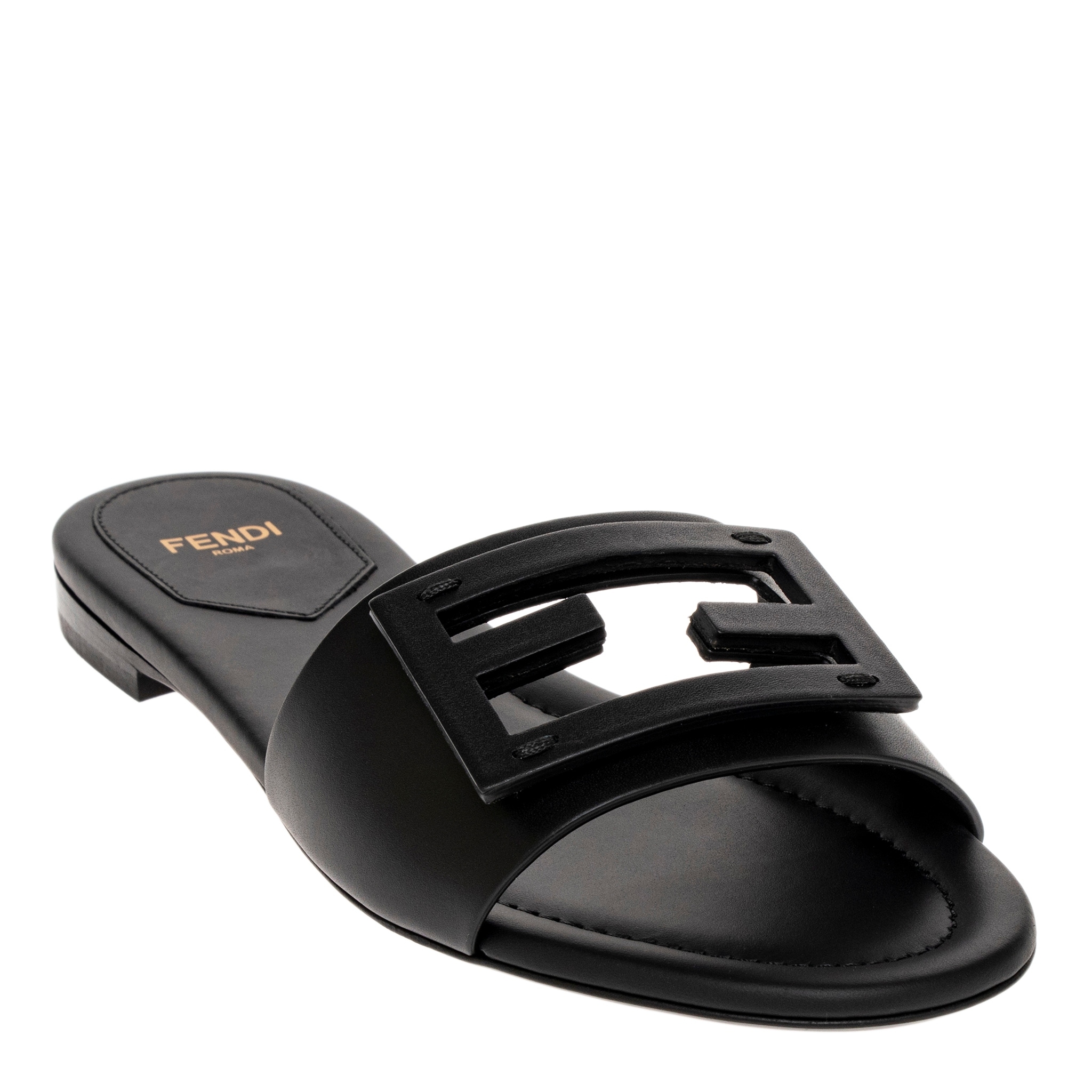 Fendi Baguette Slides - Black - Overstock - 42859979