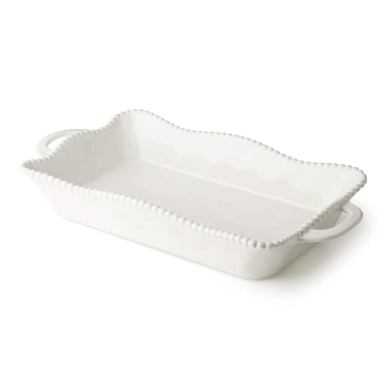 Certified International Perlette Cream Large Rectagular Baker 19" x 10"