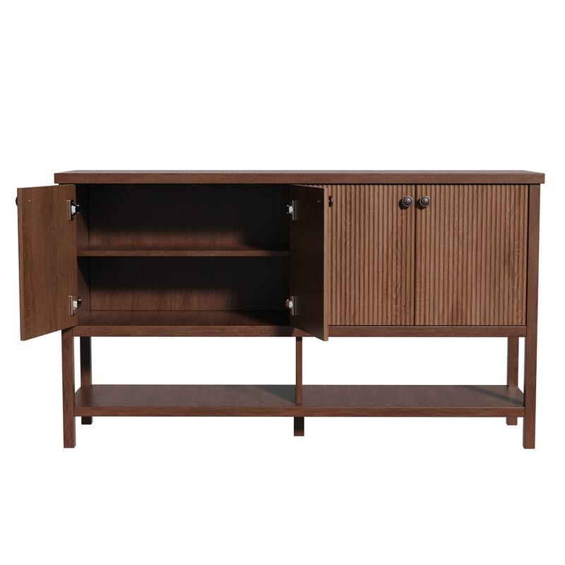 4 Doors Rustic Cabinet with Opening Shelf for Kitchen and Living Room