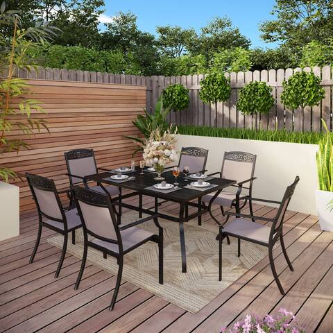 5/7-Piece Cast Aluminum Patio Dining Set wtih Stackle or Swivel Chairs