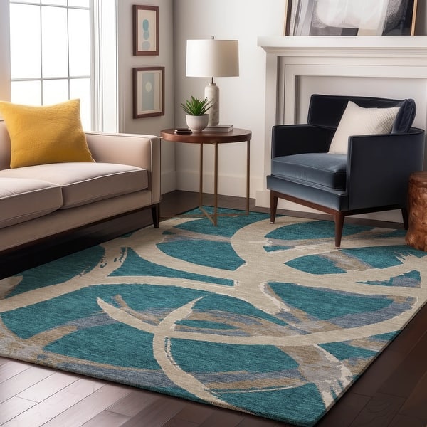 slide 2 of 134, Premium Washable Super Soft Modern Zeus Mayfield Rug Teal - 10' x 14'
