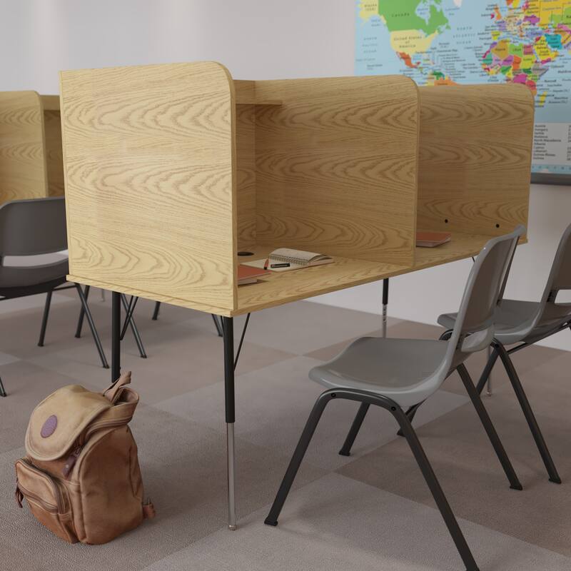 Stand-Alone Double Study Carrel with Height Adjustable Legs