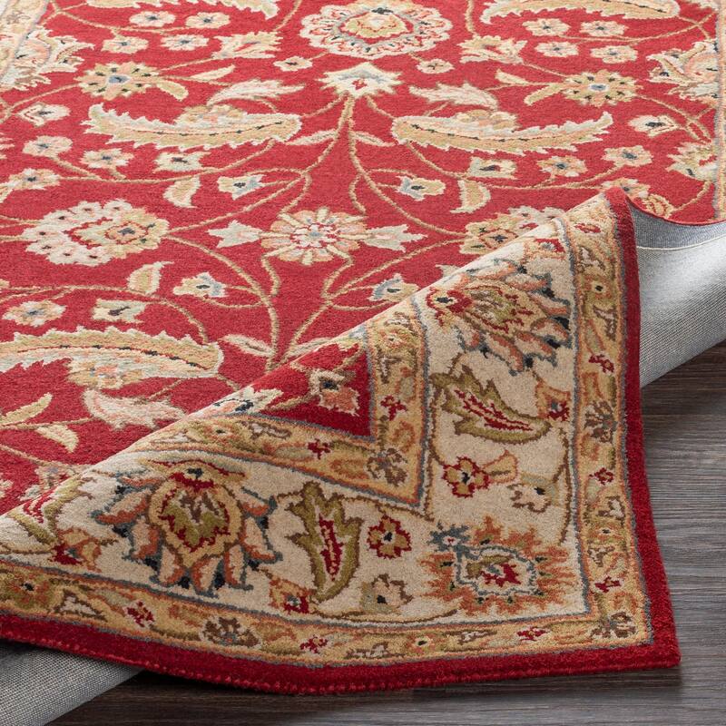 Hand-tufted Kaiser Red Wool Area Rug - 9'9" Round