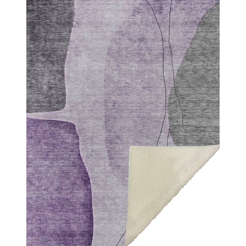 Premium Machine Washable Contemporary Abstract Sherpa Throw Blanket