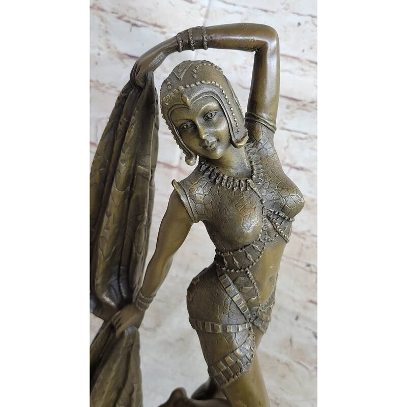 Bronze Marble Statue Dancer Vintage Theatre Signed Chiparus Drama Opera Sculpture