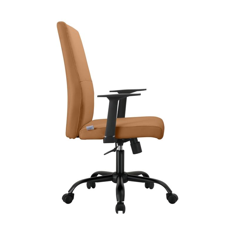 LeisureMod Evander Faux Leather Office Chair in Aluminum with Adjustable Height