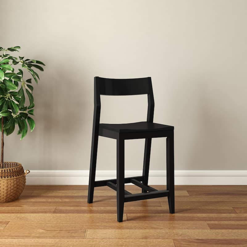 Plank and Beam Modern Counter Height Solid Wood Dining Chair - Black