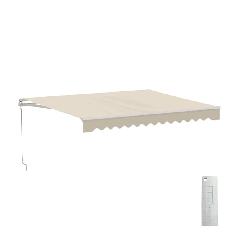 ALEKO Caribbean Motorized Patio Awning - White Frame - Ivory Cream - 10 x 8 Feet