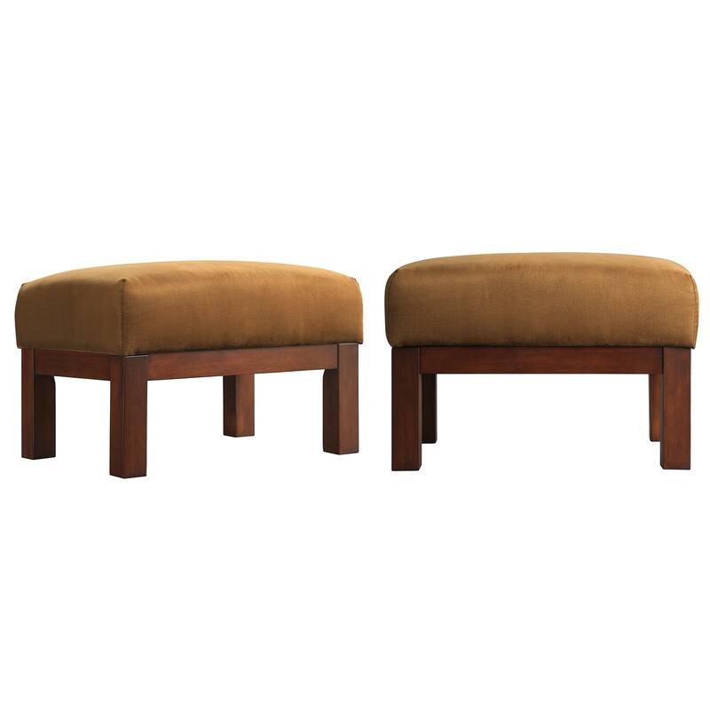 Sigulda Mission-Style Wood Accent Chair with Ottoman