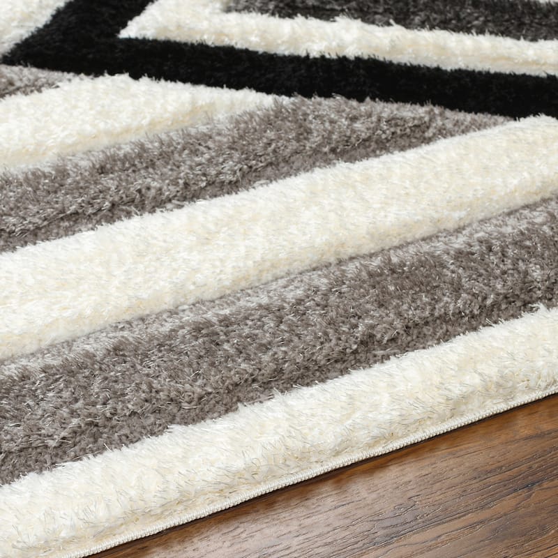 Livabliss Bologna Geometric Stripes Plush Area Rug