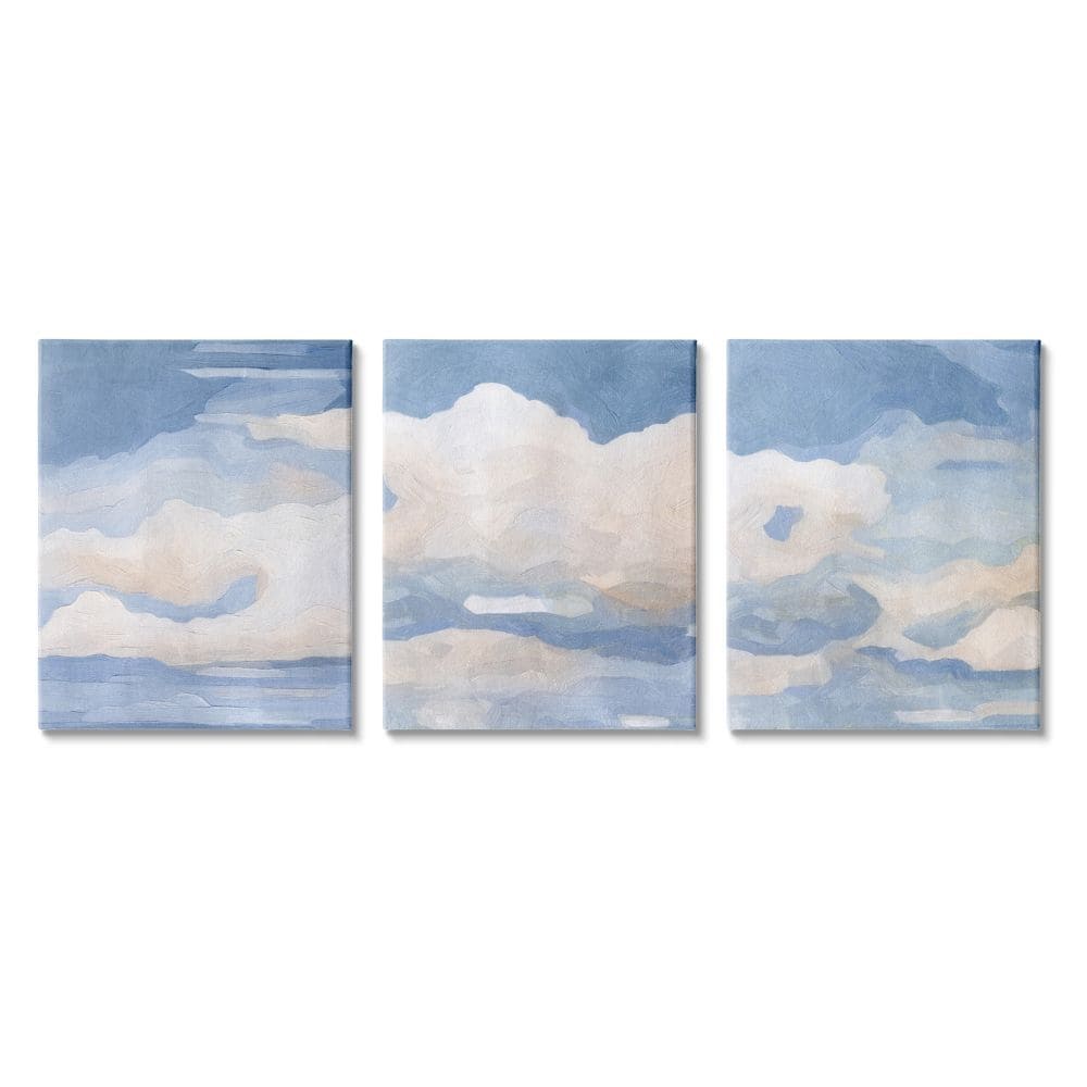 Stupell Sky Blue Cloud Scape Traditional Nature Painting, 3pc Multi Piece Canvas Wall Art Set - White