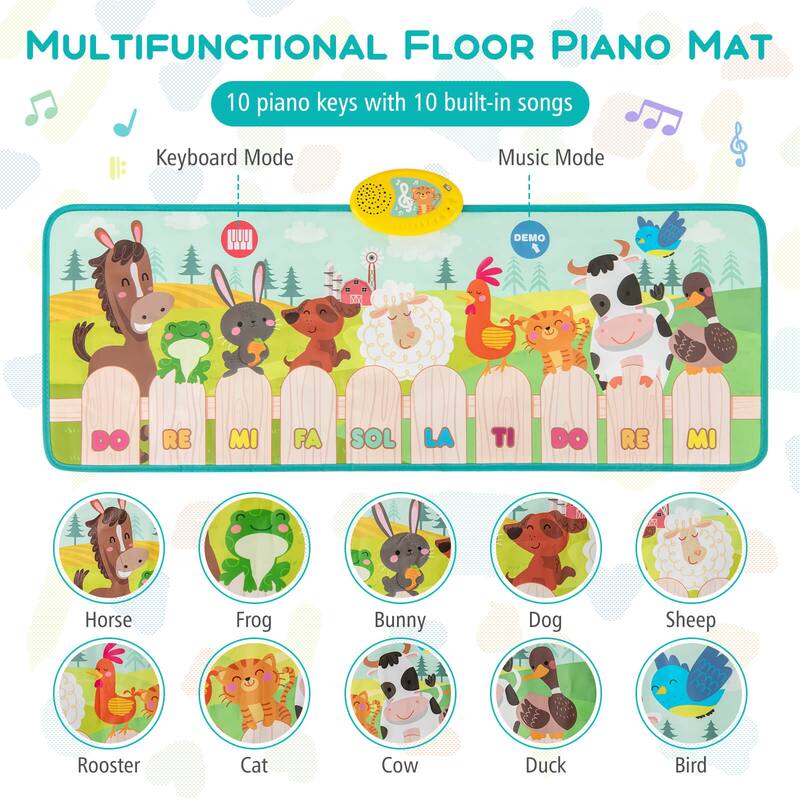 Costway Floor Piano Mat for Toddlers Baby Musical Touch Dancing - Multi-color - See Details