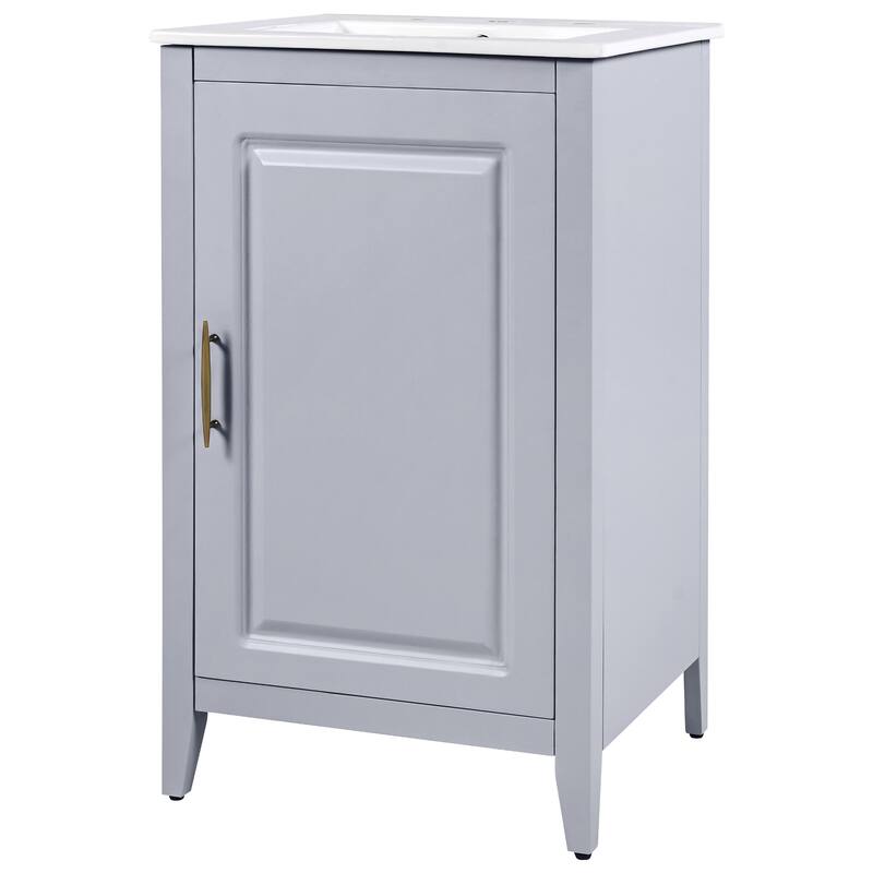 20.3" Bathroom Vanity with Sink, Drawer, Door Shelf, Soft-Closing Door