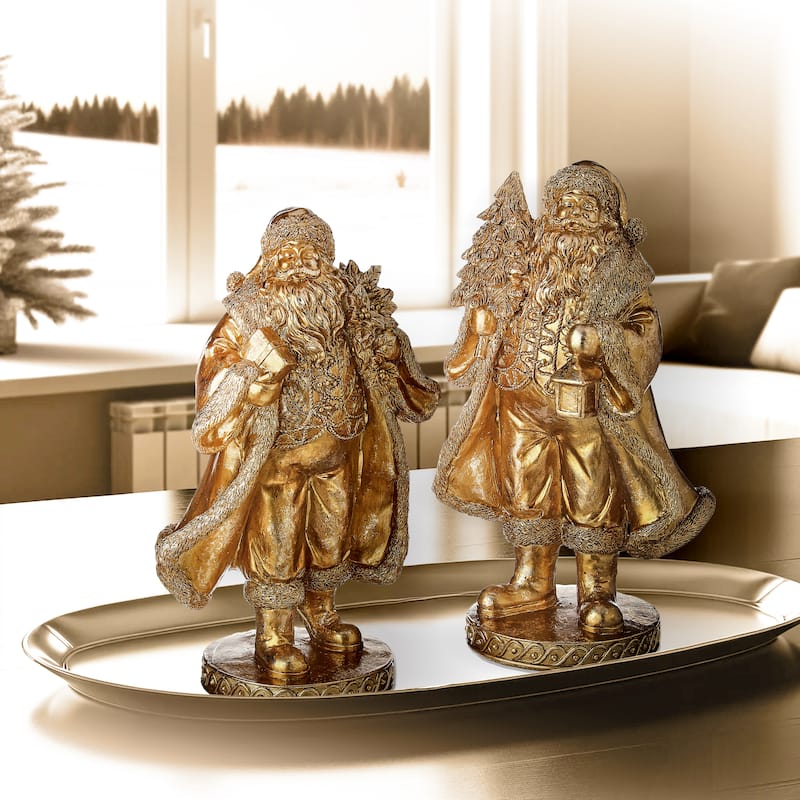 9" Resin Santa Set of 2