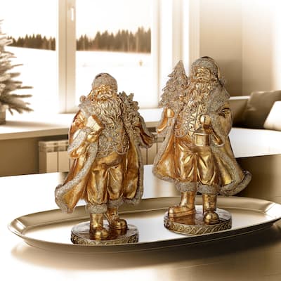 9" Resin Santa Set of 2