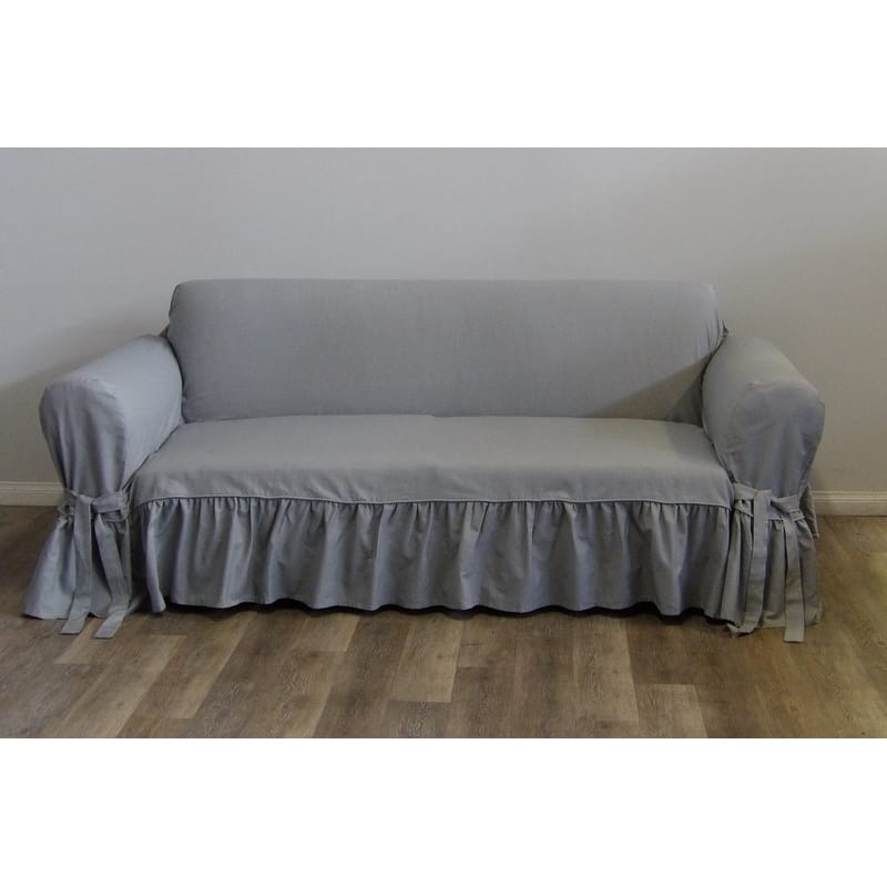 Ruffled Cotton Loveseat Slipcover