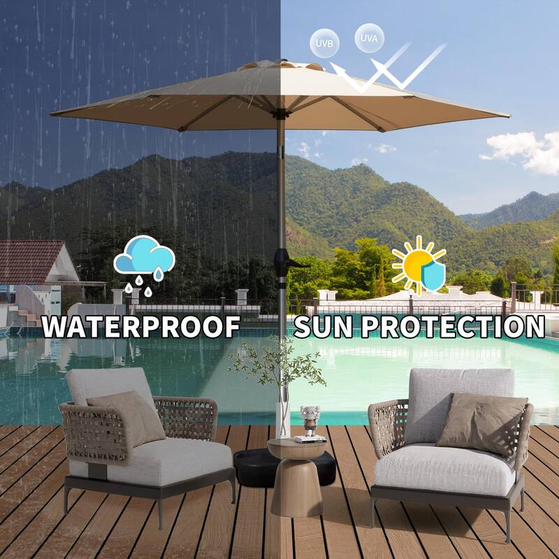 Patio Umbrella, Outdoor Table Umbrella with Crank Handle UV Protection and Waterproof for Garden Patio, Backyard, Pool - Beige