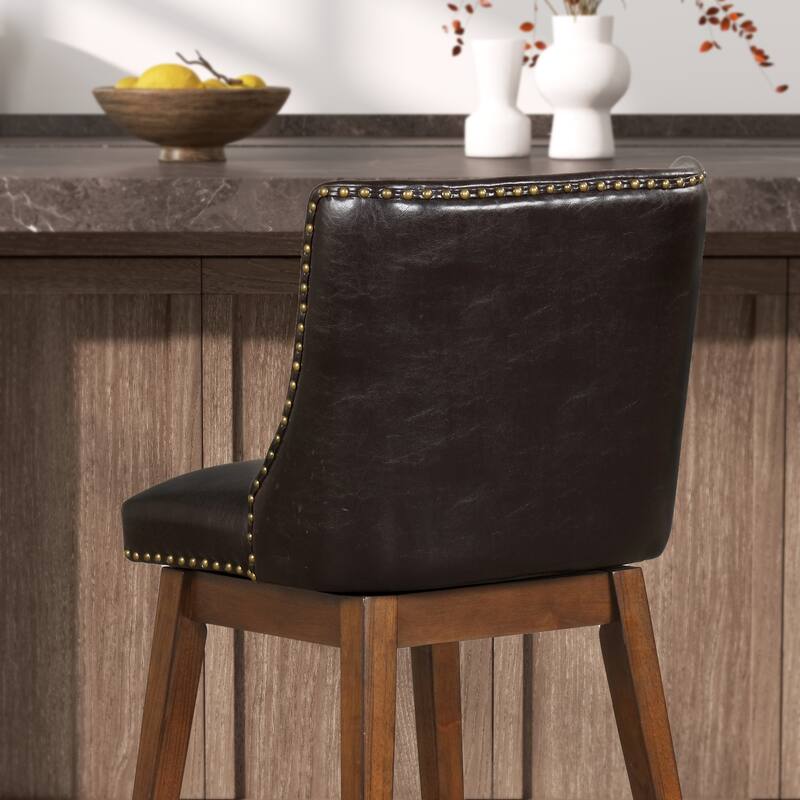26'' Swivel Upholstered Counter Stool with Solid Wood Frame (Set of 2)