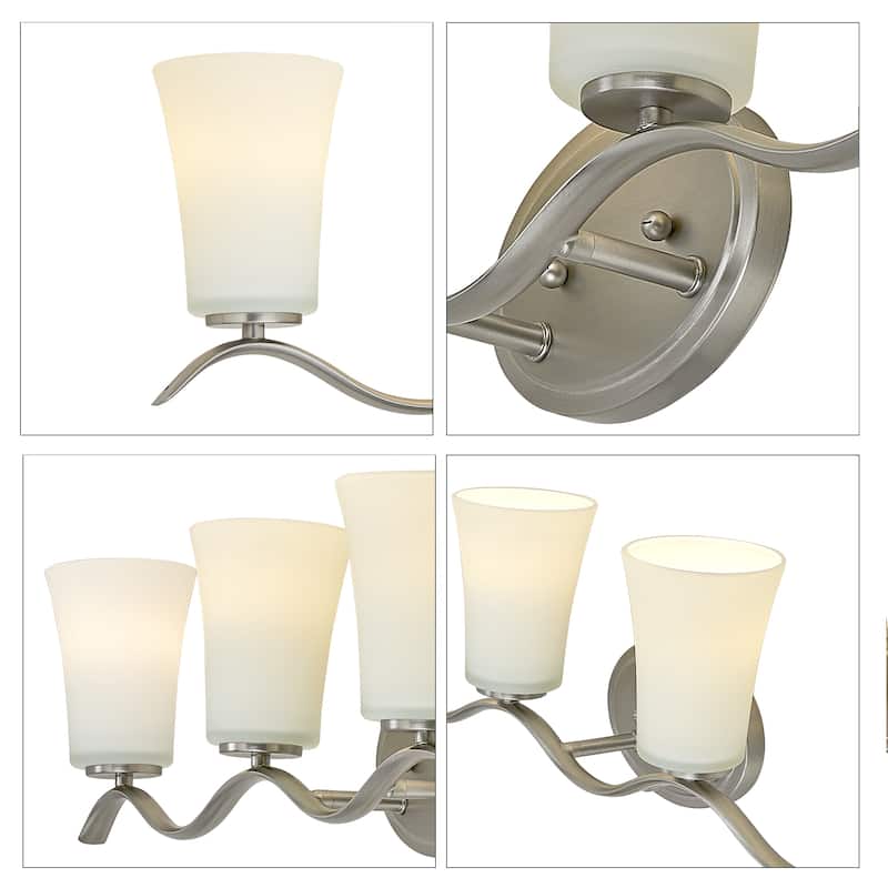 3 Lt Mount Bathroom light with white glass and gold finish
