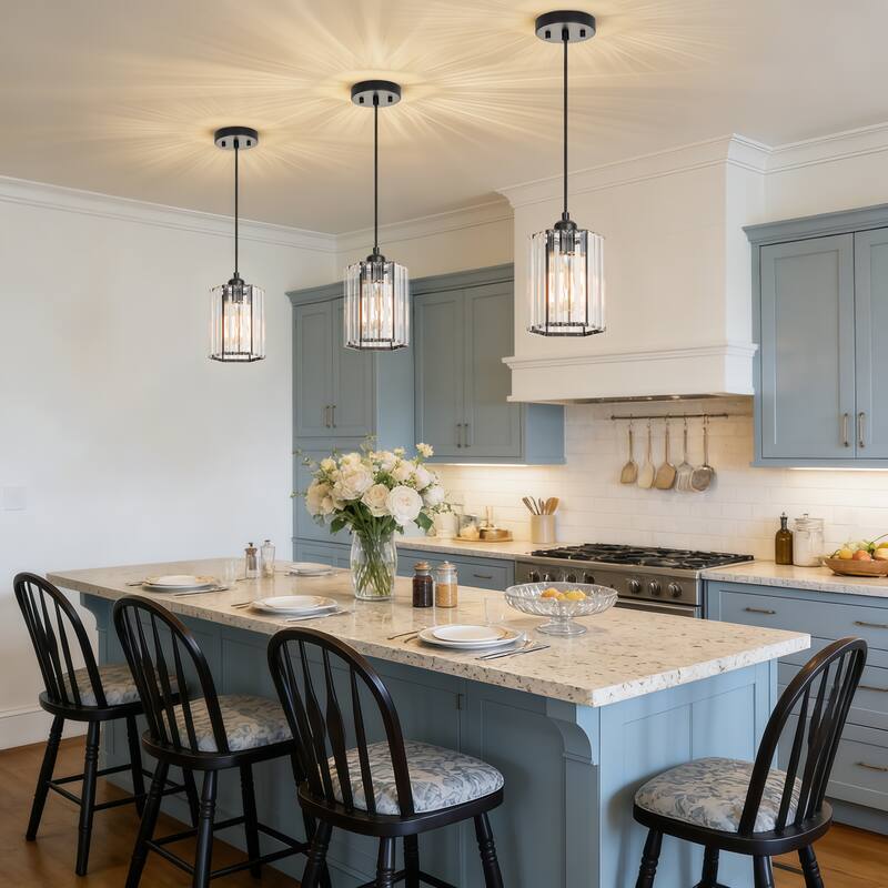 Starsky 1-Light Modern Minimalist Single Glass Pendant Light - Black