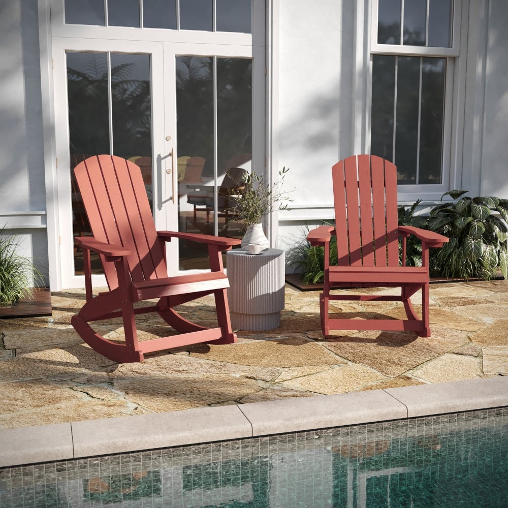 Adirondack Poly Resin Rocking Chairs for Indoor/Outdoor Use - 2 Pack