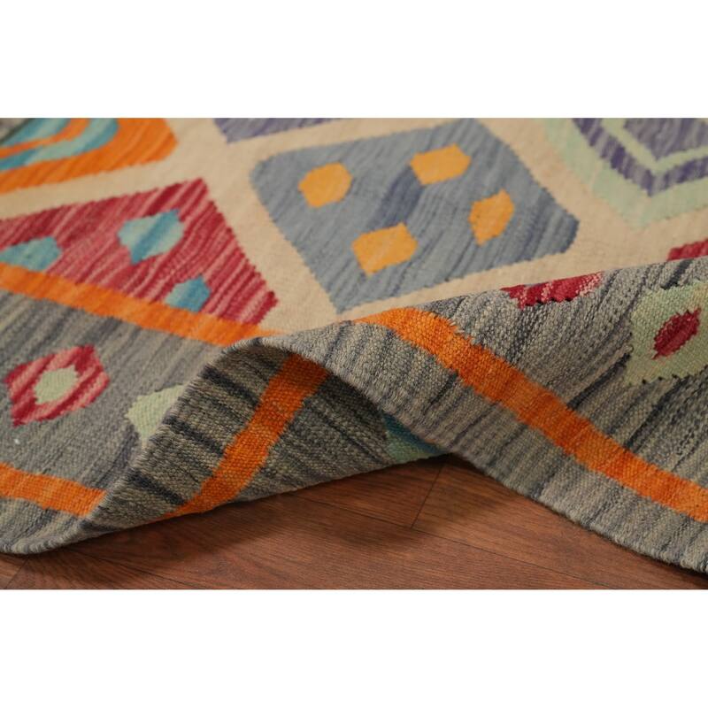 Hand Woven Oriental 100% Wool Carpet Southwestern Tribal Multi-Colored Kilim Area Rug - 7' 10'' X 5' 10''