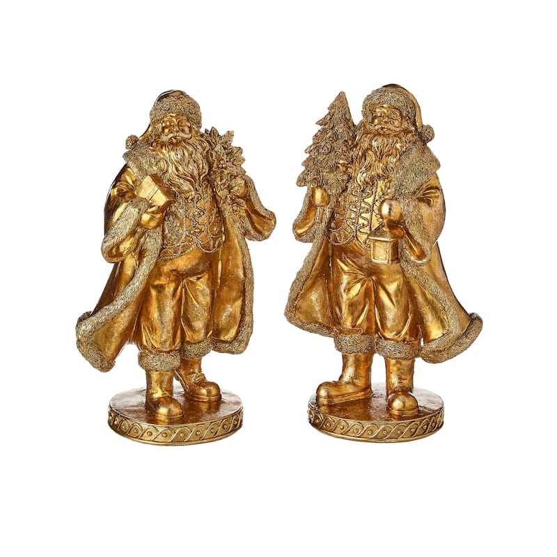9" Resin Santa Set of 2