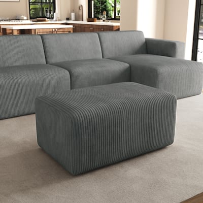 Modern 35" W Rectangular Corduroy Fully Sponge Molded Ottoman