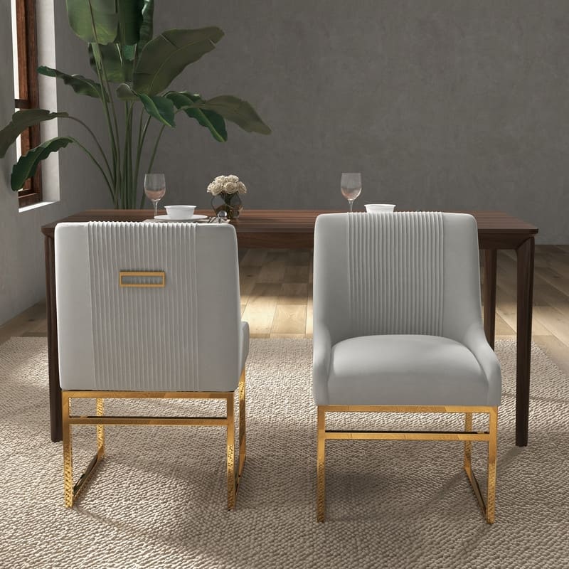 SEYNAR Contempoary Velvet Dining Chair with Metal Frame Legs, set of 2