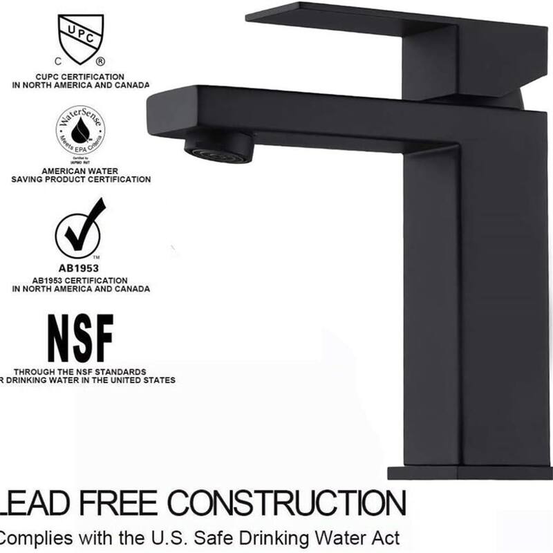 Bathroom Faucet with Single Handle, Pop-Up Drain & Hoses - Solid Brass