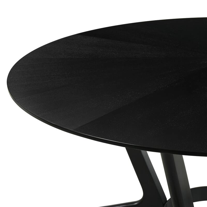 Alana Dining Table, Black Rubberwood, Metal, Round 54 Inch Top
