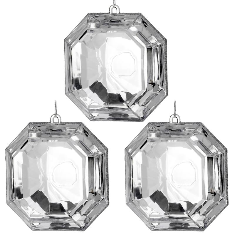 6" Acrylic Square Precious Gem Ornament Set of 3