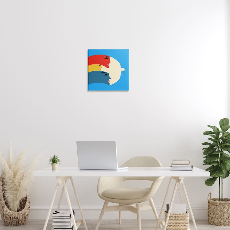 Stupell Peaceful Dove with Faces Canvas Wall Art Design By Carrie Cantwell
