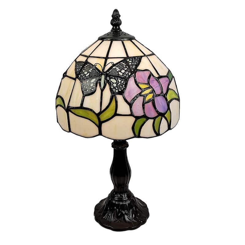 Tiffany Style Butterfly Table Lamp 15" AM210TL08B Amora Lighting - White