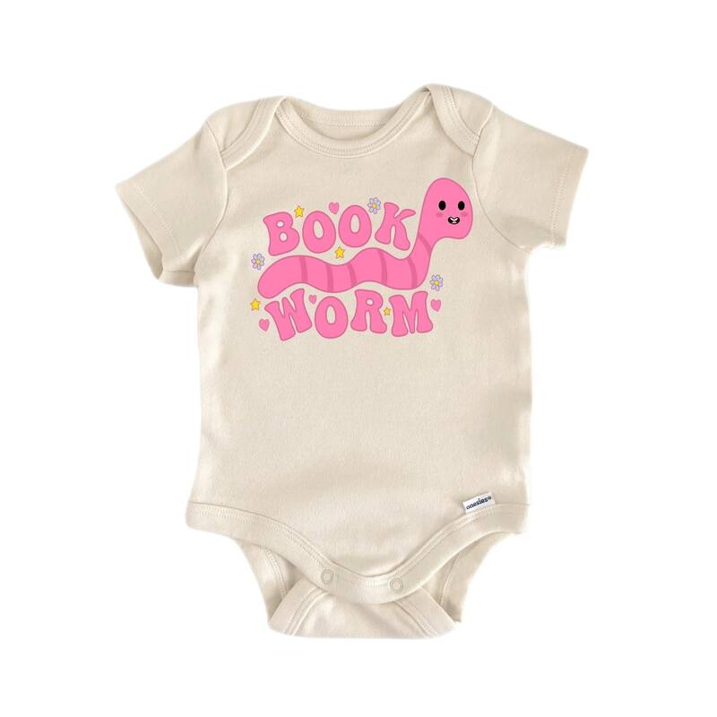 Book Worm Wiggle Reader - Baby Boy Girl Clothes Infant Bodysuit Funny Cute Newborn - Natural - 0-3M