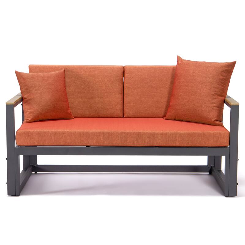 Chelsea 3-Piece Adjustable Headrest All-Weather Sectional Set in Aluminum Frame with Removable Cushion Covers for Indoor/Outdoor