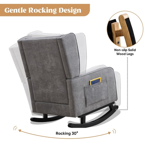 dimension image slide 6 of 11, HOMYKA 27.56" Wide Rocking Chair for Nursery with Solid Wood Leg