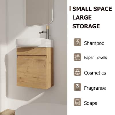 Bathroom Wall Mounted Vanity with Sink, Corner Floor Cabinet