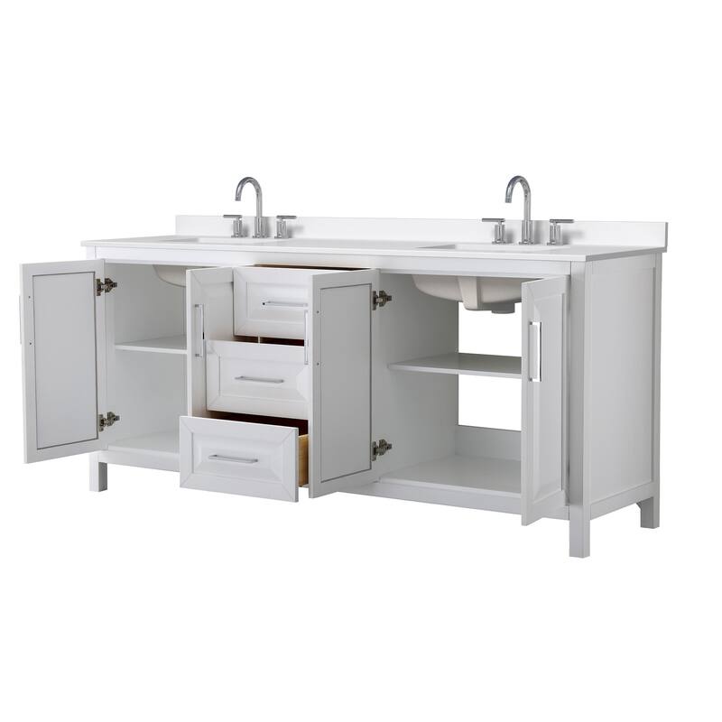 Daria 80-inch Double Vanity, 3 Hole Quartz Top