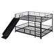 preview thumbnail 13 of 17, Full over Full Size Metal Bunk Bed with Slide and Guardrails, Black