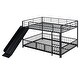 preview thumbnail 13 of 17, Stylish & Simple Full over Full Size Metal Bunk Bed with Slide and Guardrails, Unique Design & Versatile Functionality, Black