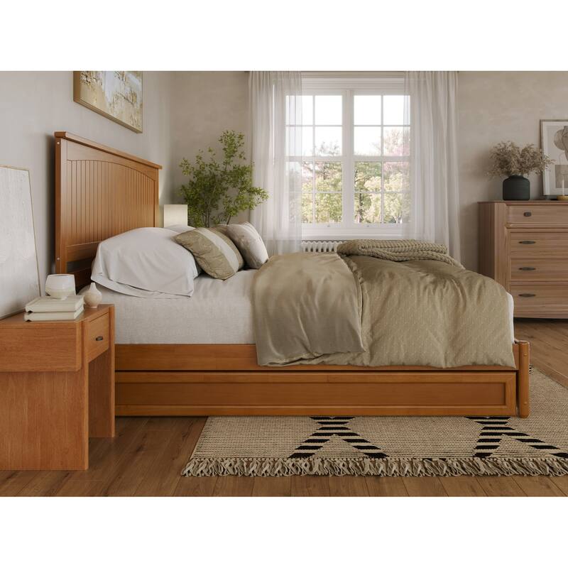 Malta Platform Bed with Panel Footboard and Twin XL Trundle