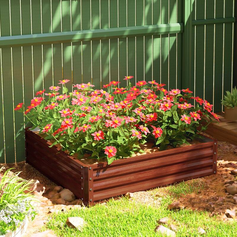 Outsunny Raised Garden Bed Box with Weatherized Steel Frame for Vegetables, Flowers, Plants and Herbs