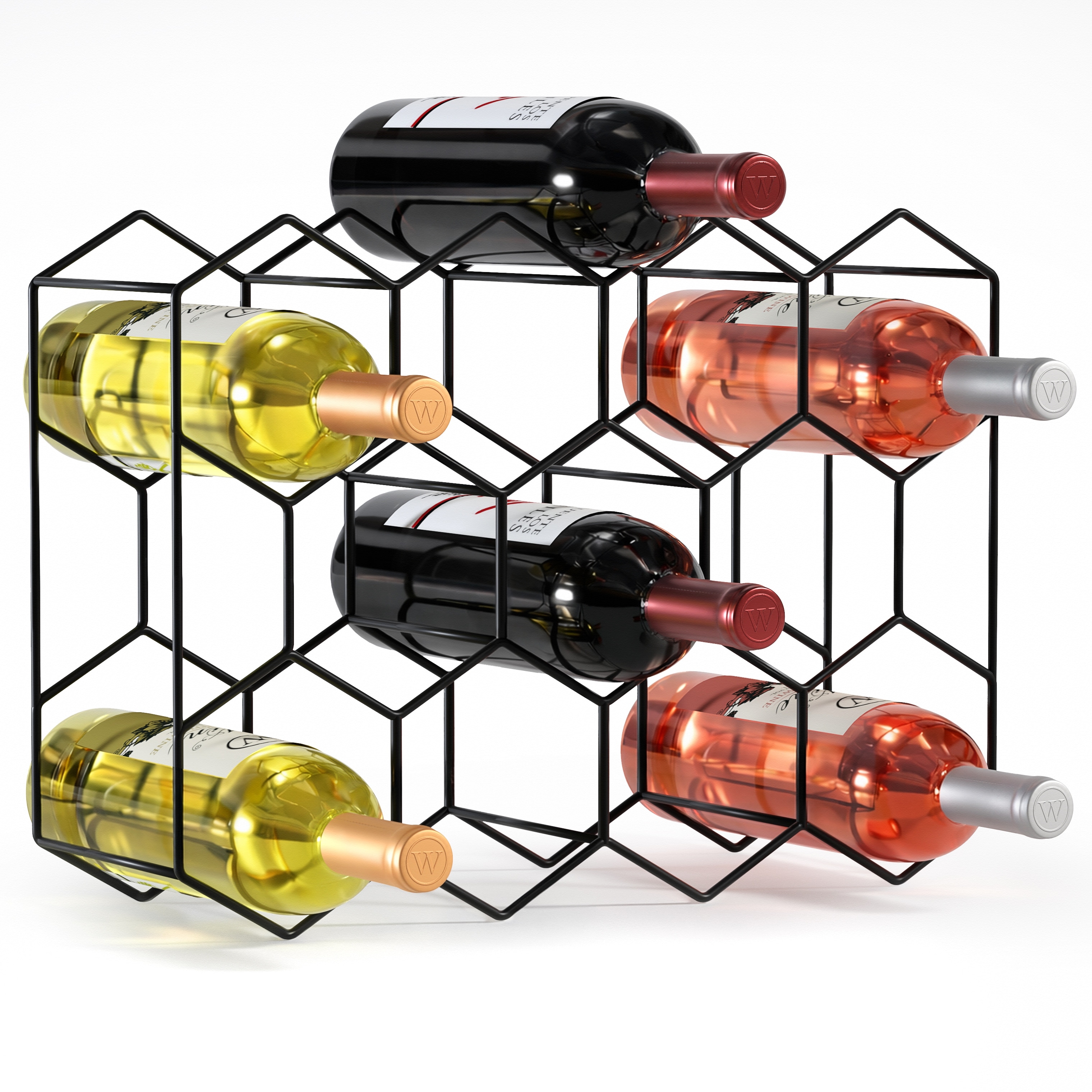 Sorbus Stackable 14 Bottle Honeycomb Design Metal Wine Rack - Cabinet, Pantry, Bar & More - 17.2 x 11.6 x 5.9