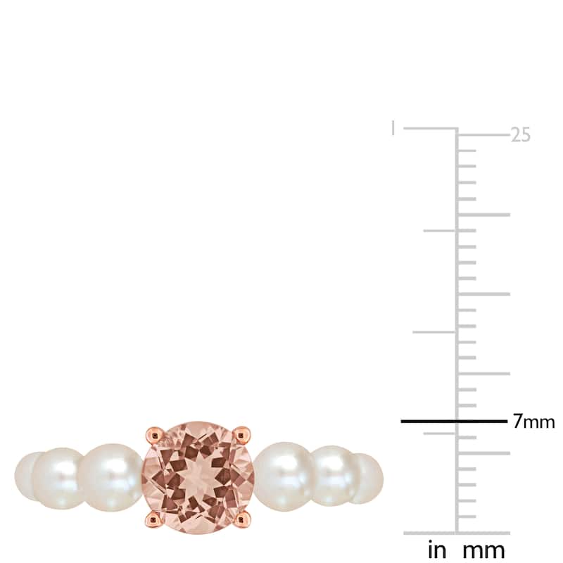 Miadora 1 1/6ct TGW Morganite 3-4.5mm Cultured Freshwater Pearl Ring 10k Rose Gold