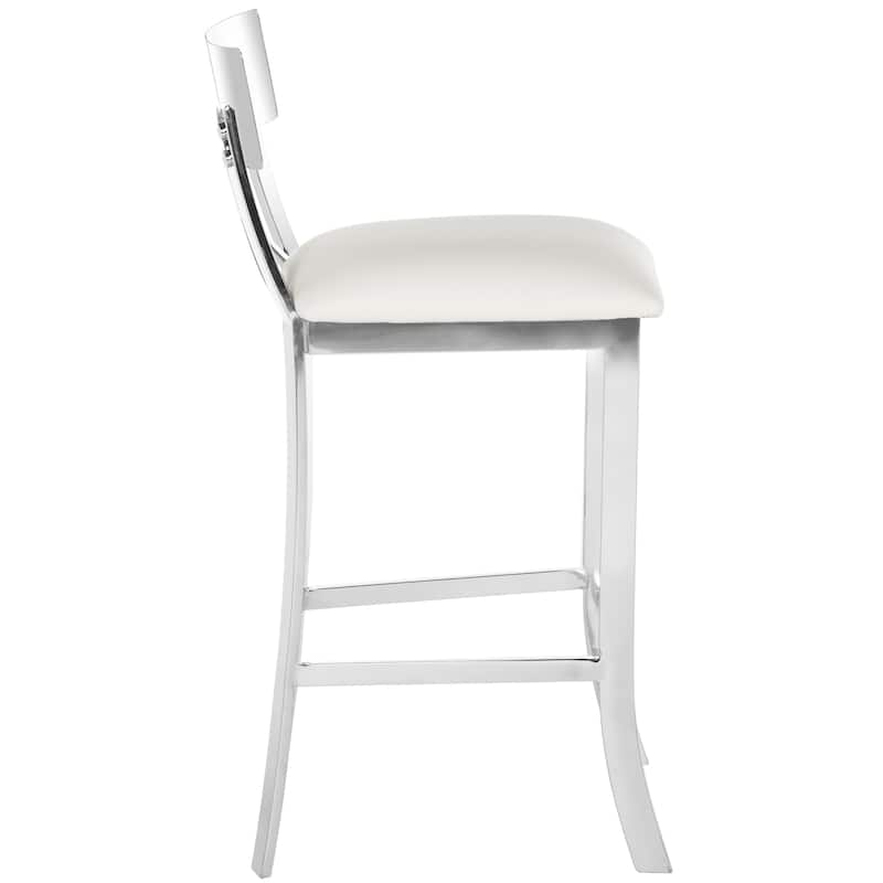 SAFAVIEH Peggie 35-inch Stainless Steel Cross Back Black Counter Stool - 17.5" x 18.5" x 35" - 18Wx19Dx35H