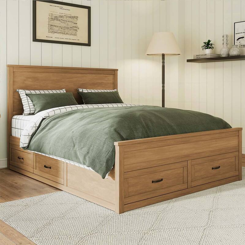 Graceful Queen-Size Wooden Storage Bed with Extraordinary Comfort and Functionality